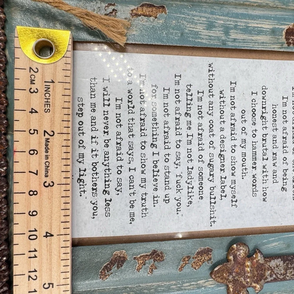 Kathleen Wedemeyer Handmade 4x6 Picture Frame‎ Distressed Teal Cross Farm